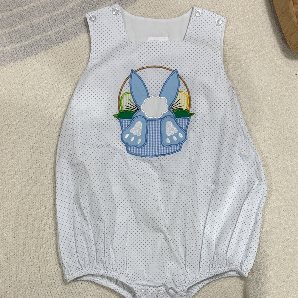 White and Blue Bunny Bodysuit for Kids